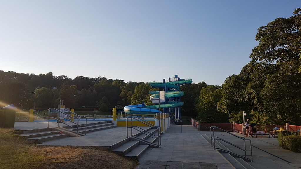 Schafbergbad, open air swimming ppol with views across the city, a 20 minutes' walk from our home