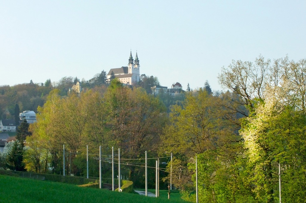 "Pöstlingberg" castle, the town landmark of Linz (you can take the nostalgic tram up the hill from the main square LINZ)