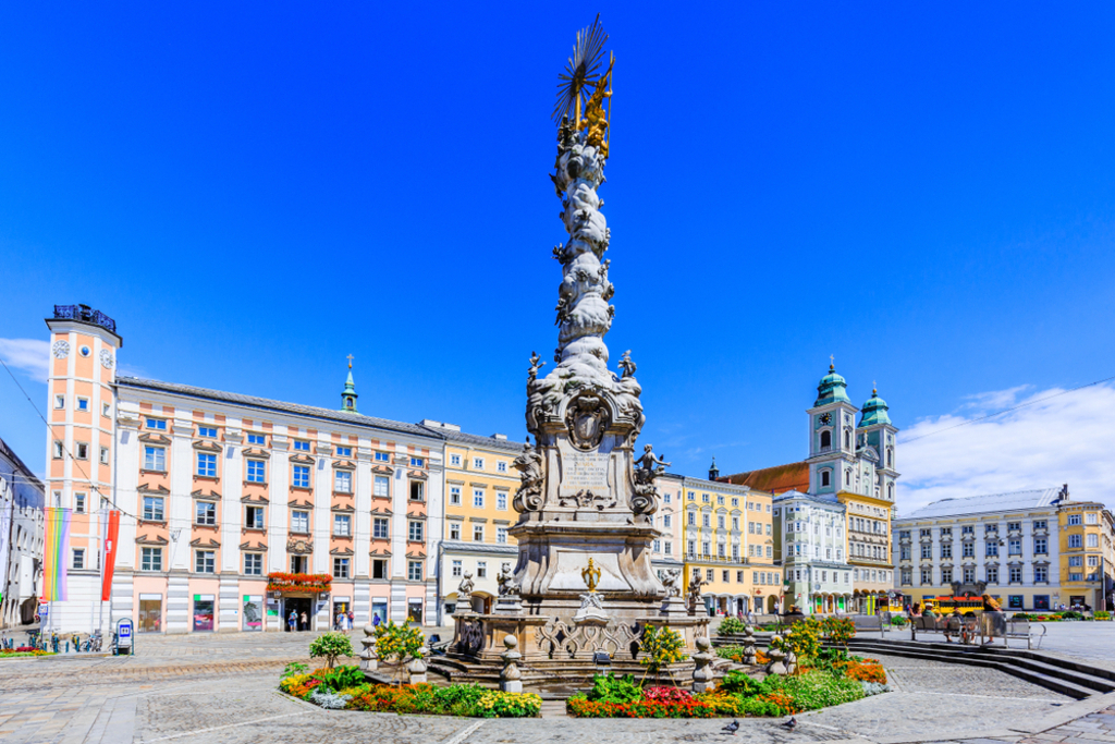Linz main square - capital city of Upper Austria