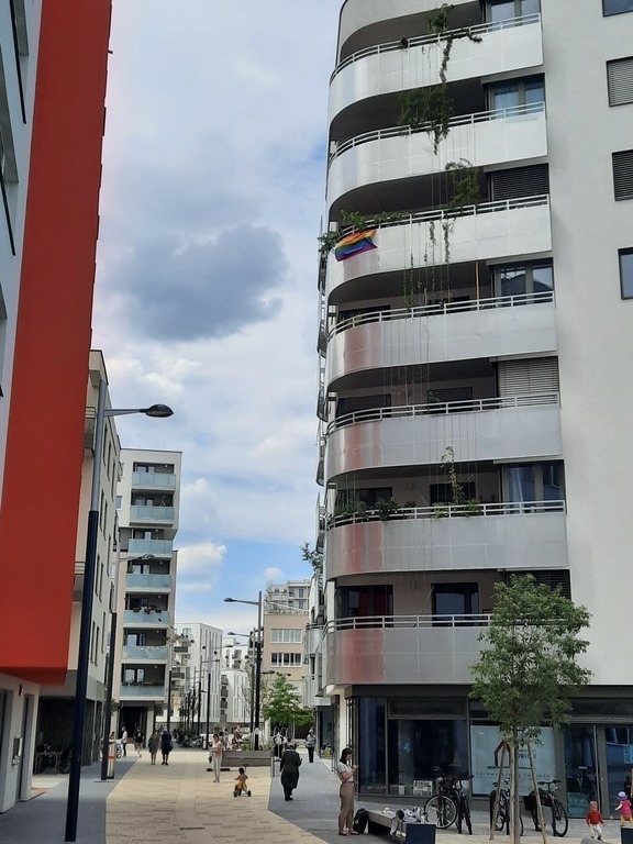 our balcony is the one with the pride flag