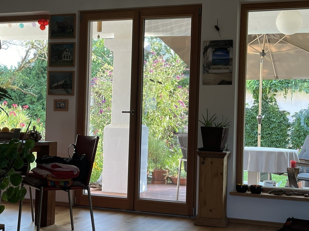 View from the kitchen into the garden