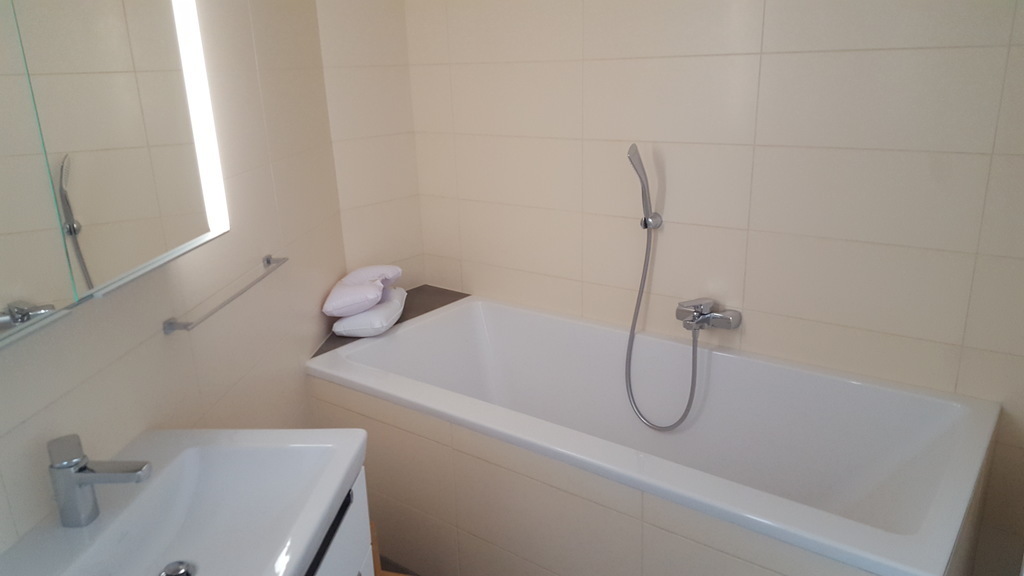 Bathroom with shower and tube