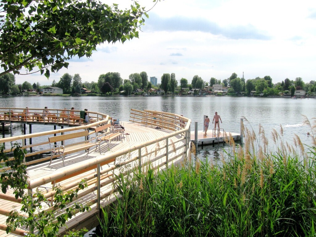 In Vienna: swimming in the sidearm of the Blue Danube, for free and easy to reach with the bikes and the underground