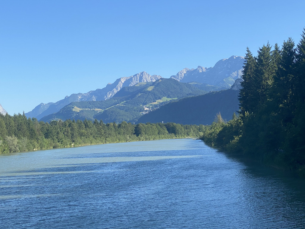 river Salzach, close and a nice mountain view