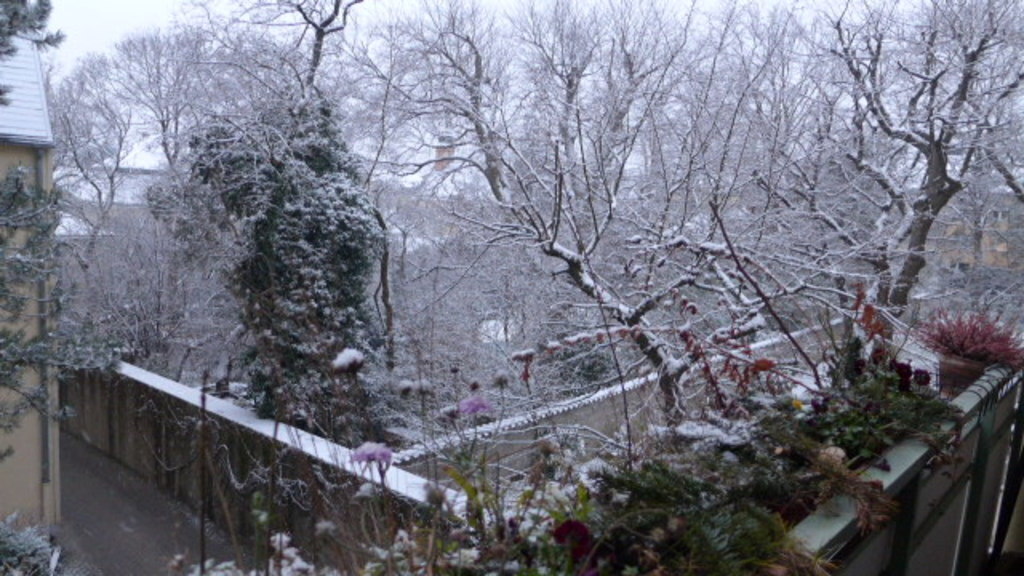 Schneewinterblick vom Balkon - Snow winter view from the balcony
