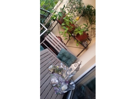 Blick auf den Eßbereich am Balkon