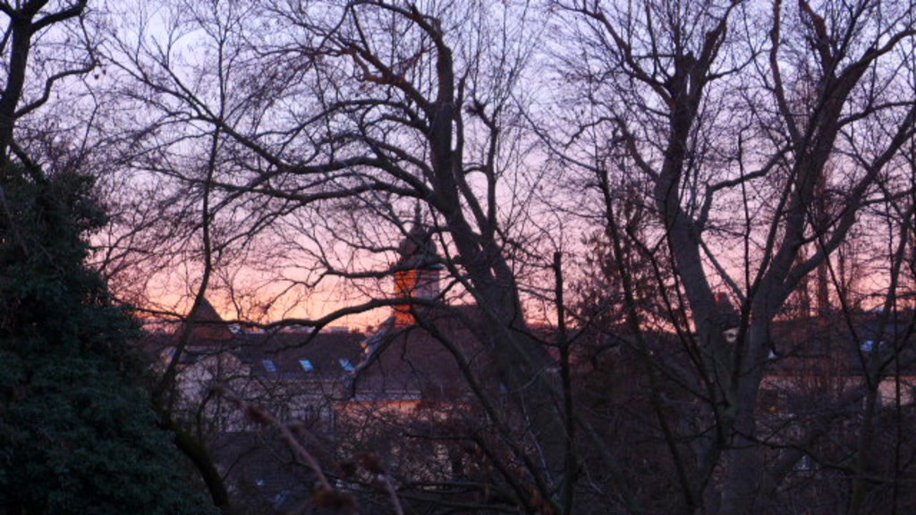 Abendlick im Winter / Herbst vom Balkon - Evening view in winter / autumn from the balcony