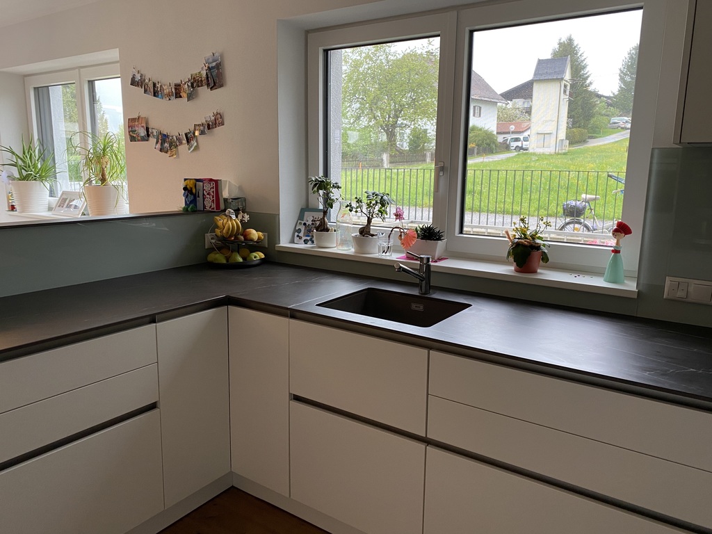 Kitchen with a view of the green