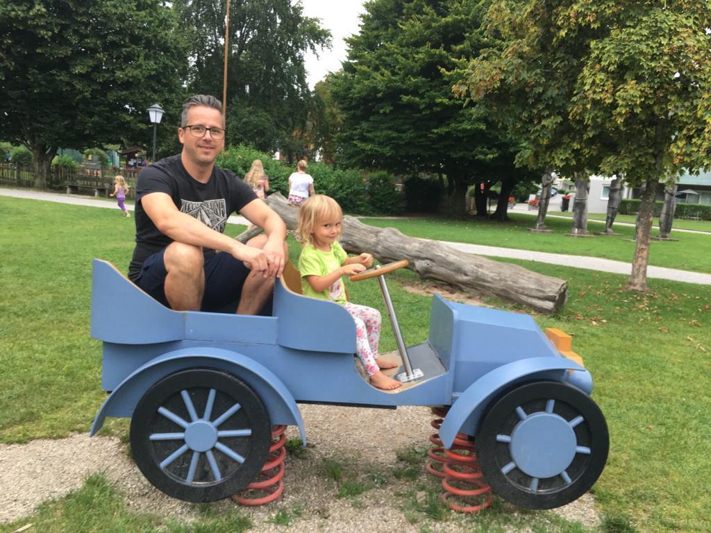There are a lot of playgrounds a few minutes by car (or bike)