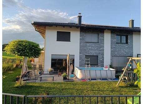House with pool in the summer