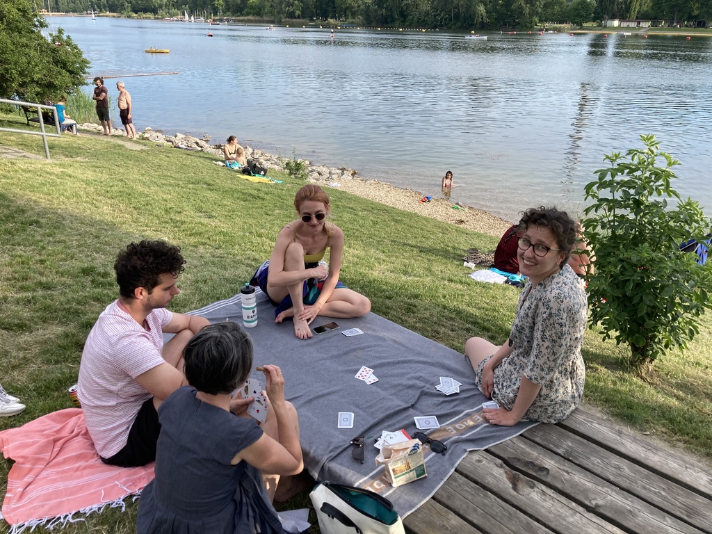 playing cards at the water