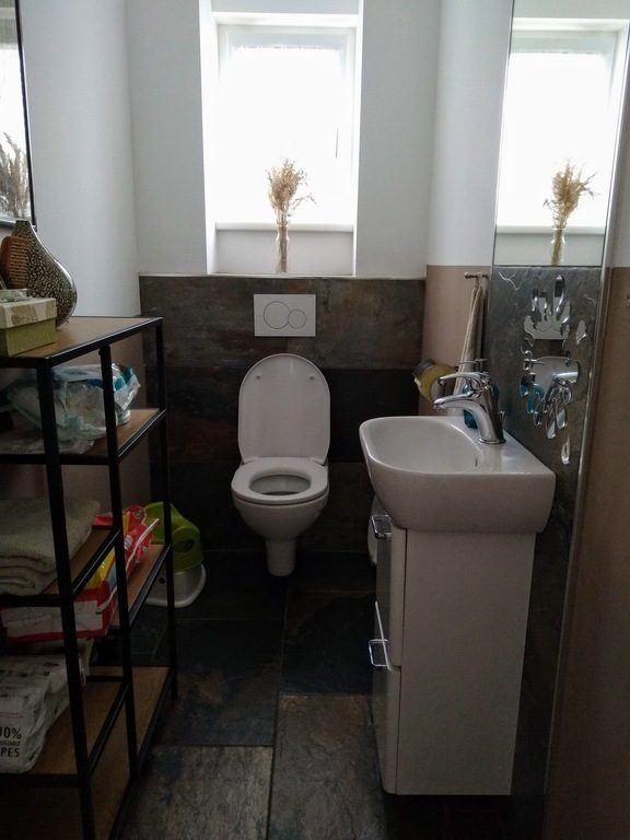 toilet next to the entrace