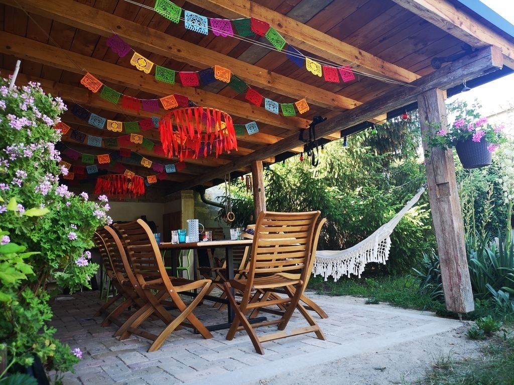 relax under the pergola