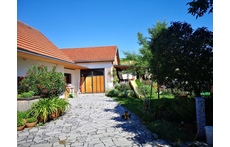 the secluded courtyard of the modern, extended wine-growing house
