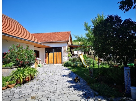 the secluded courtyard of the modern, extended wine-growing house