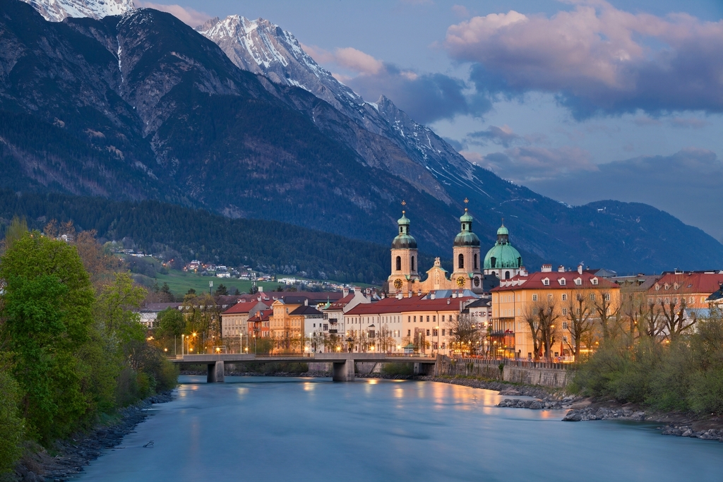 Innsbruck: St. James Cathedral, Imperial Palace and river Inn
