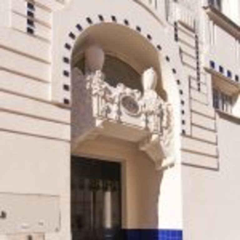 The entrance to the building has Jugendstil ornaments as does the whole building