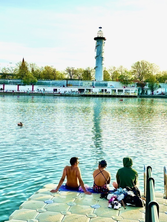 Copa Beach, swimming platforms, recreational area right in front of our apartment complex
