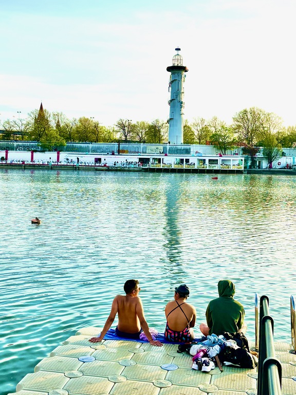 Copa Beach, swimming platforms, recreational area right in front of our apartment complex