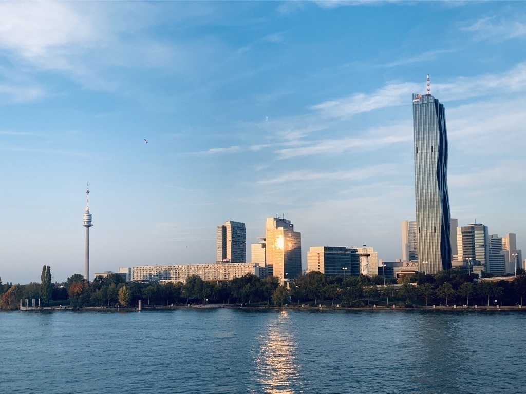 View of Donaucity from across the River Danube