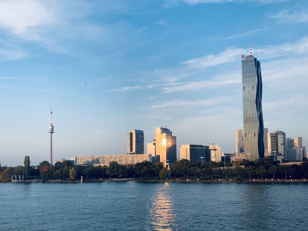 View of Donaucity from across the River Danube