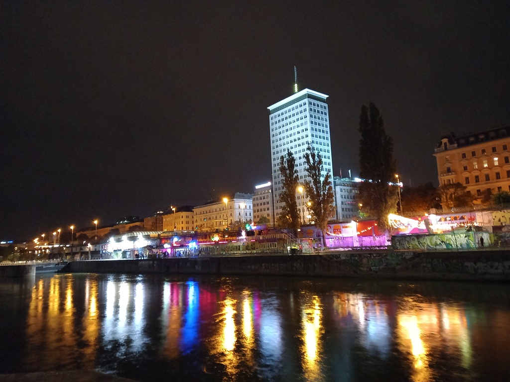 Danube canal at night