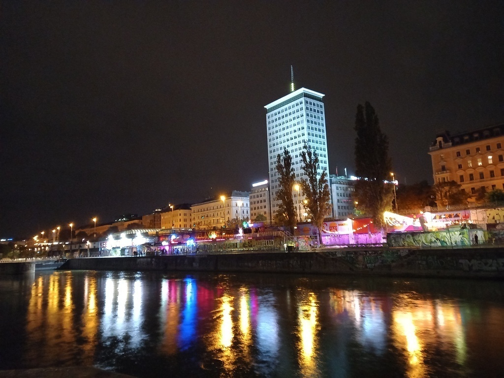 Danube canal at night