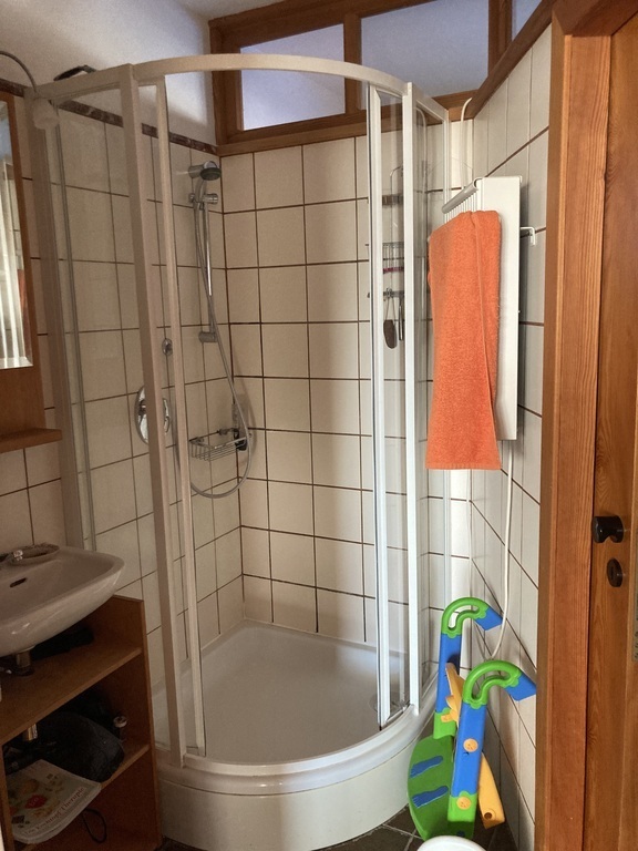 bathroom with shower and bath tub