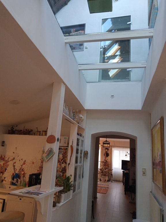 kitchen with glass ceiling
