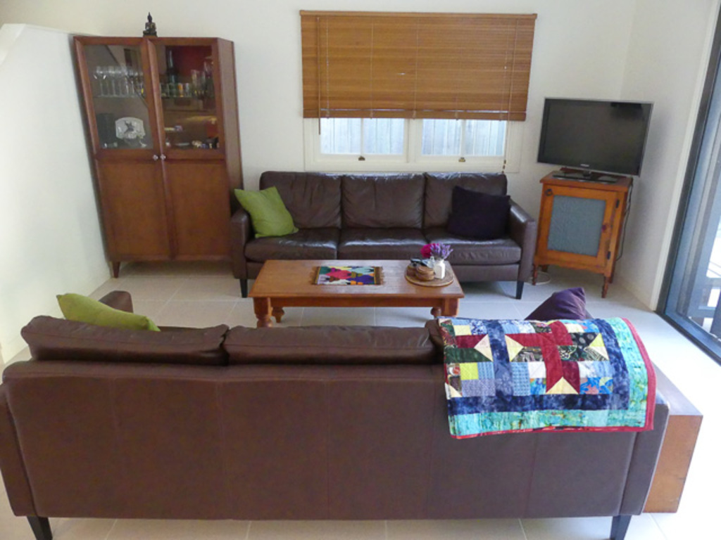 Light filled lounge room looking onto the courtyard