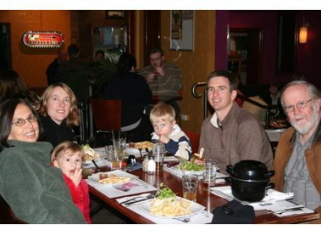 Hetty and Brian, late husband, with son, Stuart and family