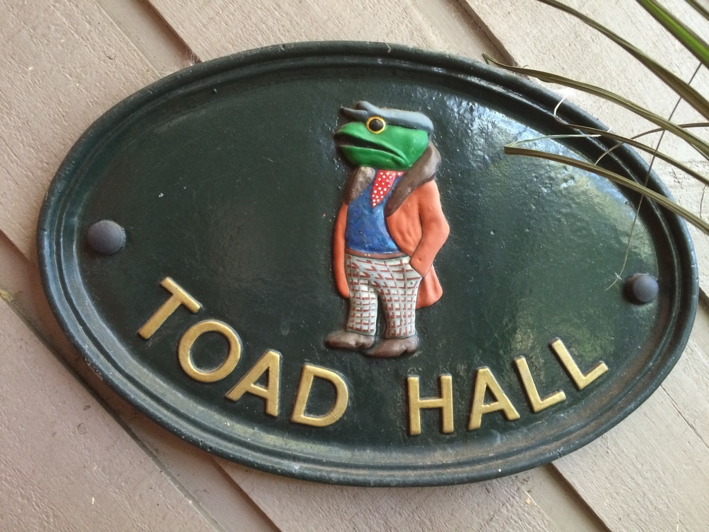 We call our home Toad Hall as it is opposite Frog Hollow