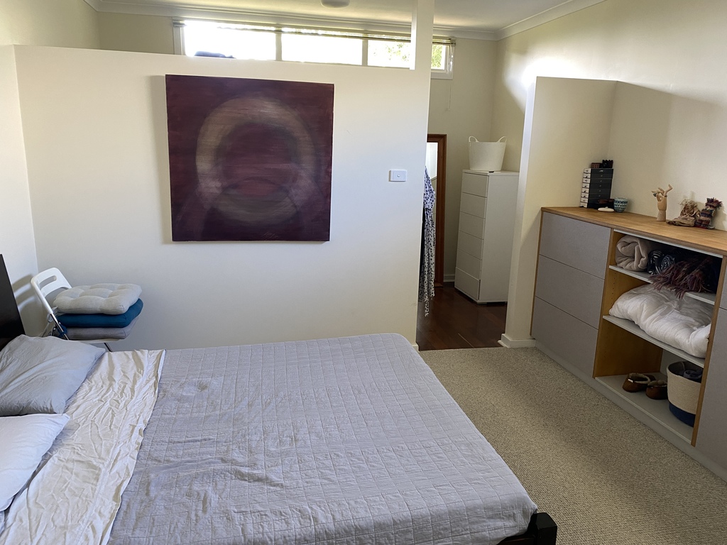 main bedroom looking towards dressing room. quiet room, good light, spacious.
