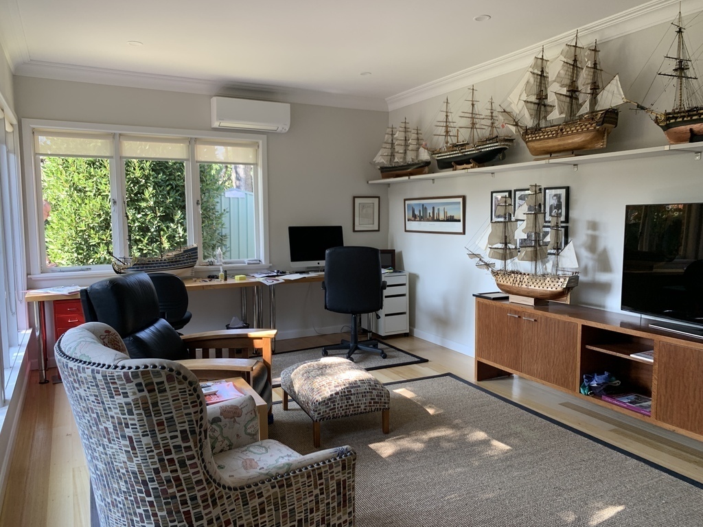 Family room with television