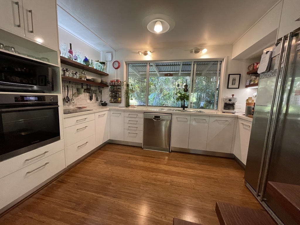 Kitchen with window to back veranda