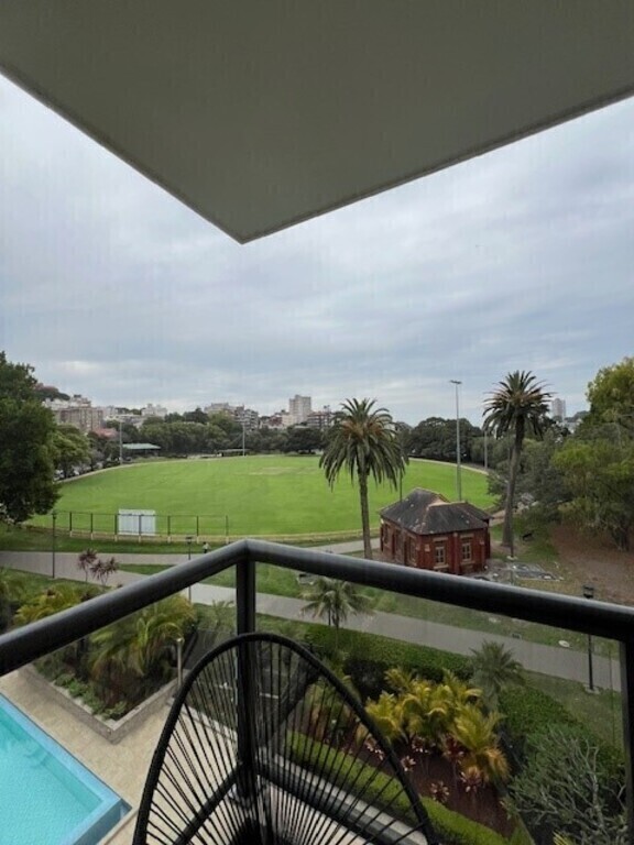 Actual view from the Balcony with Sydney Harbour on the other side of the Oval.