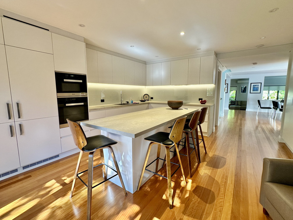 Our large modern kitchen- fridge freezer with ice maker, two ovens, induction cooktop, dishwasher
