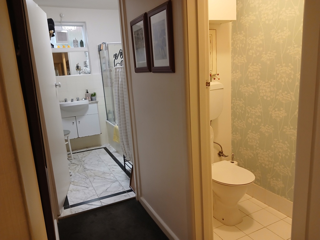 Bathroom and toilet.