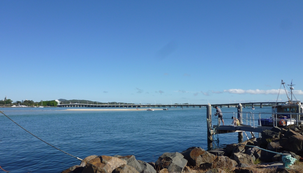 Part of the lake system - bridge to Forster in the background. Fishing is a popular pastime.