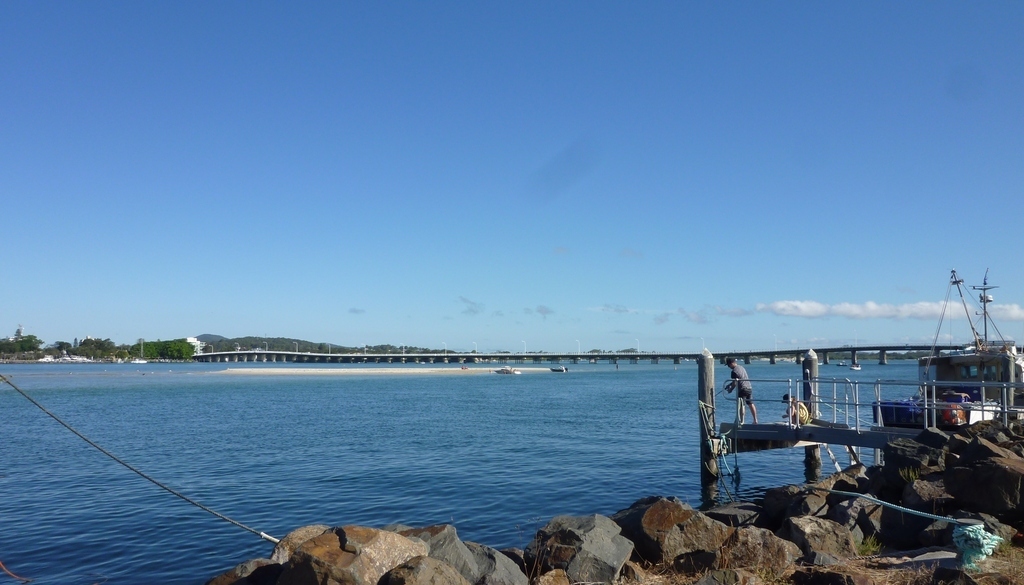 Part of the lake system - bridge to Forster in the background. Fishing is a popular pastime.