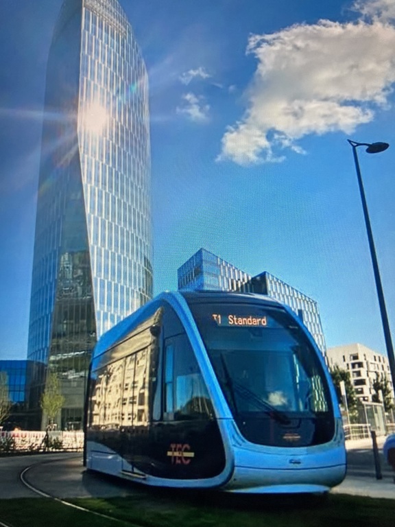 Our tram in operation in Liège. A good way to explore both the historical and shopping centre.