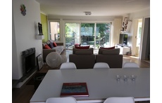 View and terrace onto the garden, living room.