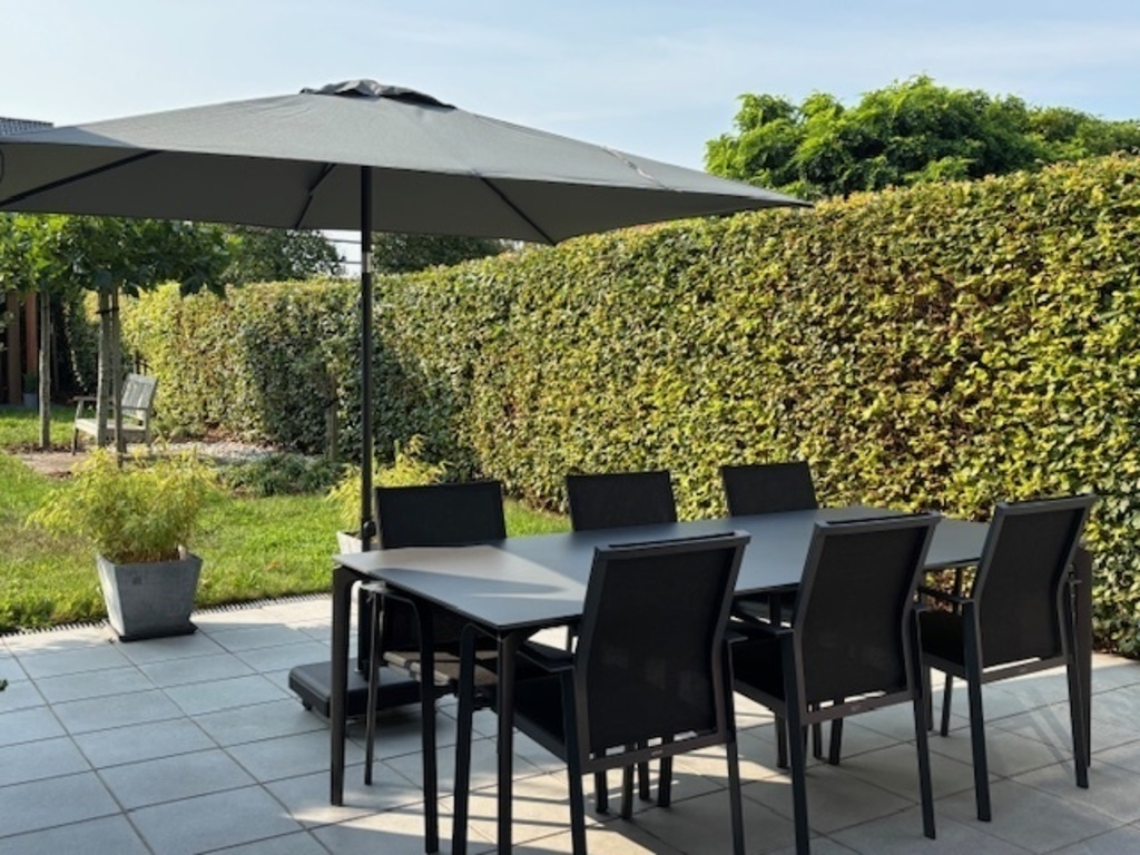 Terrace with dining table