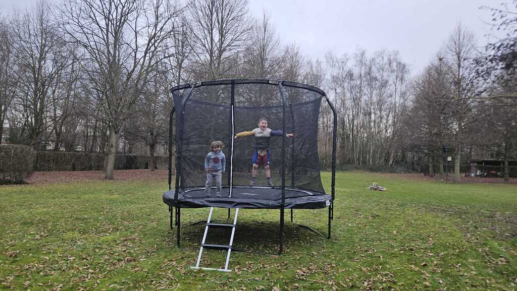Trampoline in our garden