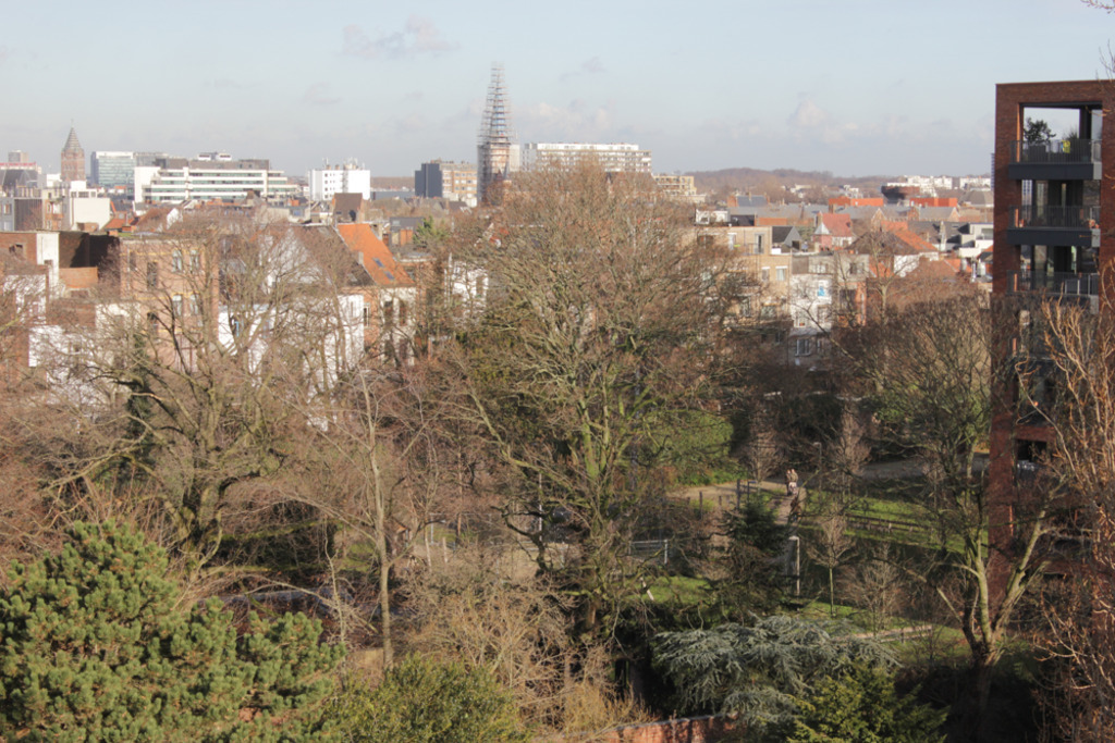 View from the balcony onto the playground and park of the 'Groen Kwartier' or the Green Quarters, a pedestrian residential area.