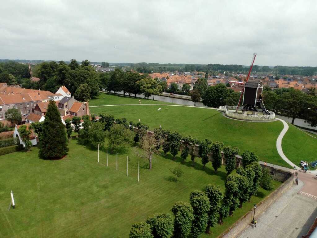 Air picture of our home and surrounding green - windmill and medieval archery club
