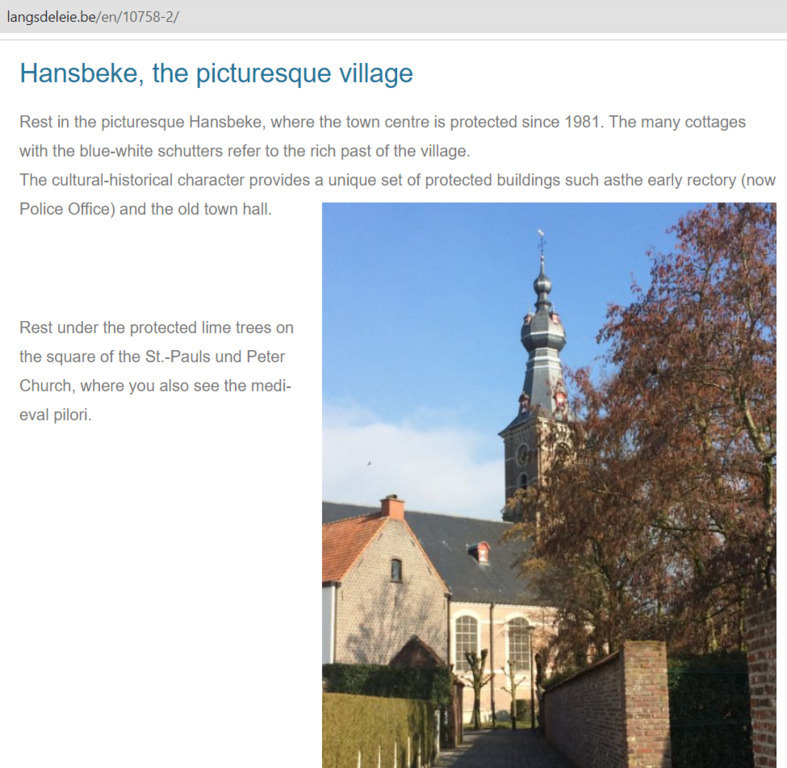 Cozy village of Hansbeke (5 min. bike)