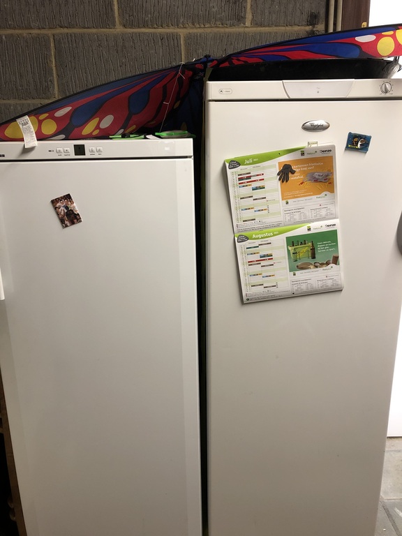 Garage with extra fridge and freezer