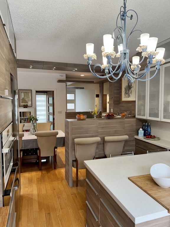 kitchen, view towards dining and study