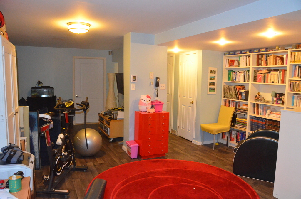 Basement with 4th bedroom, living room with sofa-bed and bathroom.